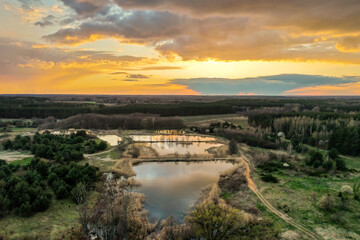 Sunset at the ponds in Petrykozy
