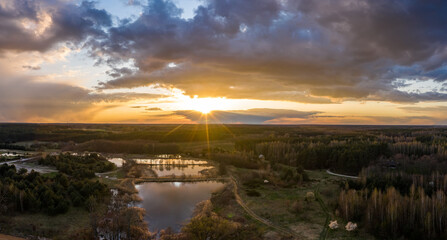 Sunset at the ponds in Petrykozy