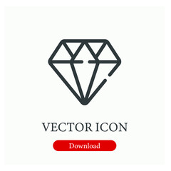 Diamond vector icon.  Editable stroke. Linear style sign for use on web design and mobile apps, logo. Symbol illustration. Pixel vector graphics - Vector