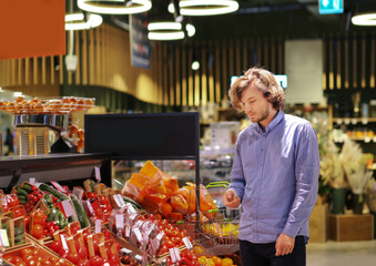 Man buying fruits and vegetables  at the market