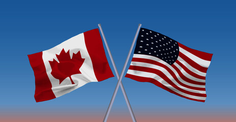 カナダとアメリカの旗