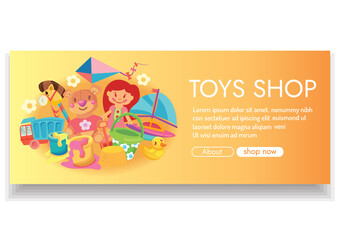 Obraz na płótnie Canvas toys shop banner design for online shoping