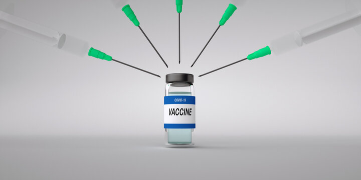 Suringes with one bottle Vaccine Solution.Priority Vaccation for Covid 19 Pandemics COVID-19 Corona Virus