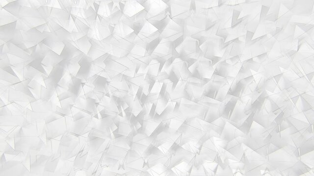 White Polygonal Geometric Abstact Background. Slow rotating triangles pattern with dark edges. Looped video.