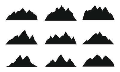 Fototapeta na wymiar Rocky range landscape black shape. Hiking mountains