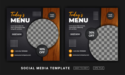 Flyer or social media post themed today's menu template