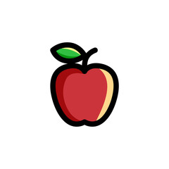 Apple Fruit Restaurant Outline Icon Logo Vector Illustration.
