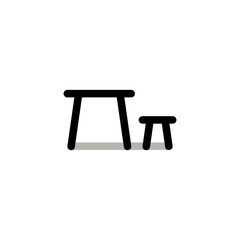 Table & Chair Restaurant Outline Icon Logo Vector Illustration.