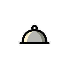 Obraz premium Cloche Restaurant Outline Icon Logo Vector Illustration.