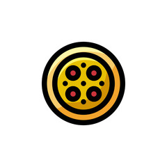 Pizza Restaurant Outline Icon Logo Vector Illustration.