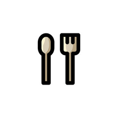 Spoon & Fork Restaurant Outline Icon Logo Vector Illustration.