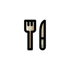 Fork & Knife Restaurant Outline Icon Logo Vector Illustration.