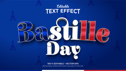 Bastille Day 3d Style Editable Text Effects