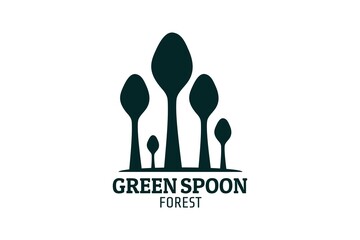 green spoon tree forest logo concept design illustration
