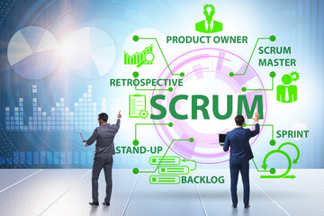 Businessman in SCRUM agile method concept