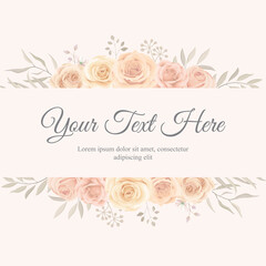 Elegant floral frame with blooming roses design