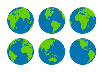 Six Earth globes