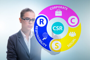 Concept of CSR - corporate social responsibility with businesswo