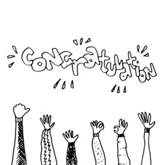 Applause hand draw on white background with congratulation text.vector illustration.