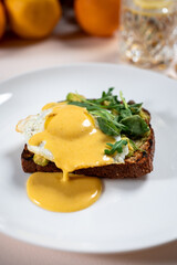 Brunch toast with egg and vegetables
