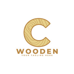 Letter C with Wooden Texture Logo. Usable for Business, Architecture, Real Estate, Construction and Building Logos