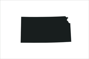 KANSAS Map black Color on White Backgound