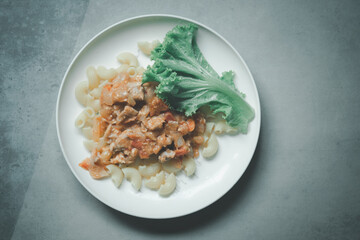 Classic homemade Macaroni with tomato sauce