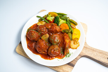 delicious meat balls with vegetables