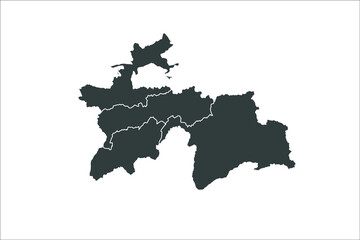 Tajikistan Map black Color on White Backgound	