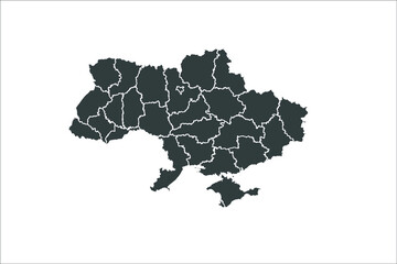 Ukraine Map black Color on White Backgound	