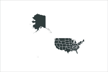 USA Mercator Map black Color on White Backgound	