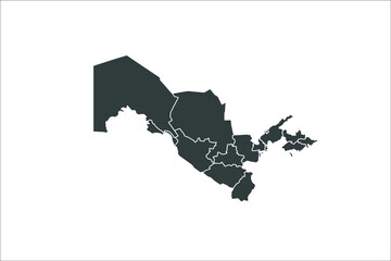 Fototapeta premium Uzbekistan Map black Color on White Backgound 