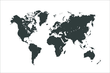World Map black Color on White Backgound