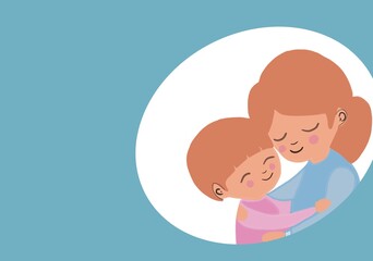 illustration celebration mothers day, woman, children, card