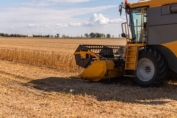 Obraz premium Harvesting combine in the wheat.