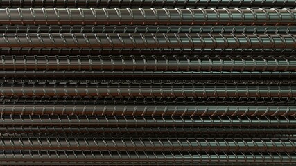 steel reinforcing steel backdrop, isolated design industrial 3D illustration