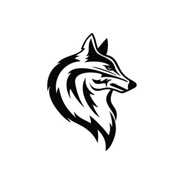 Black and white head wolf illustration vector
