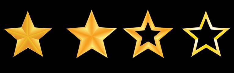 4 golden stars on a black background
