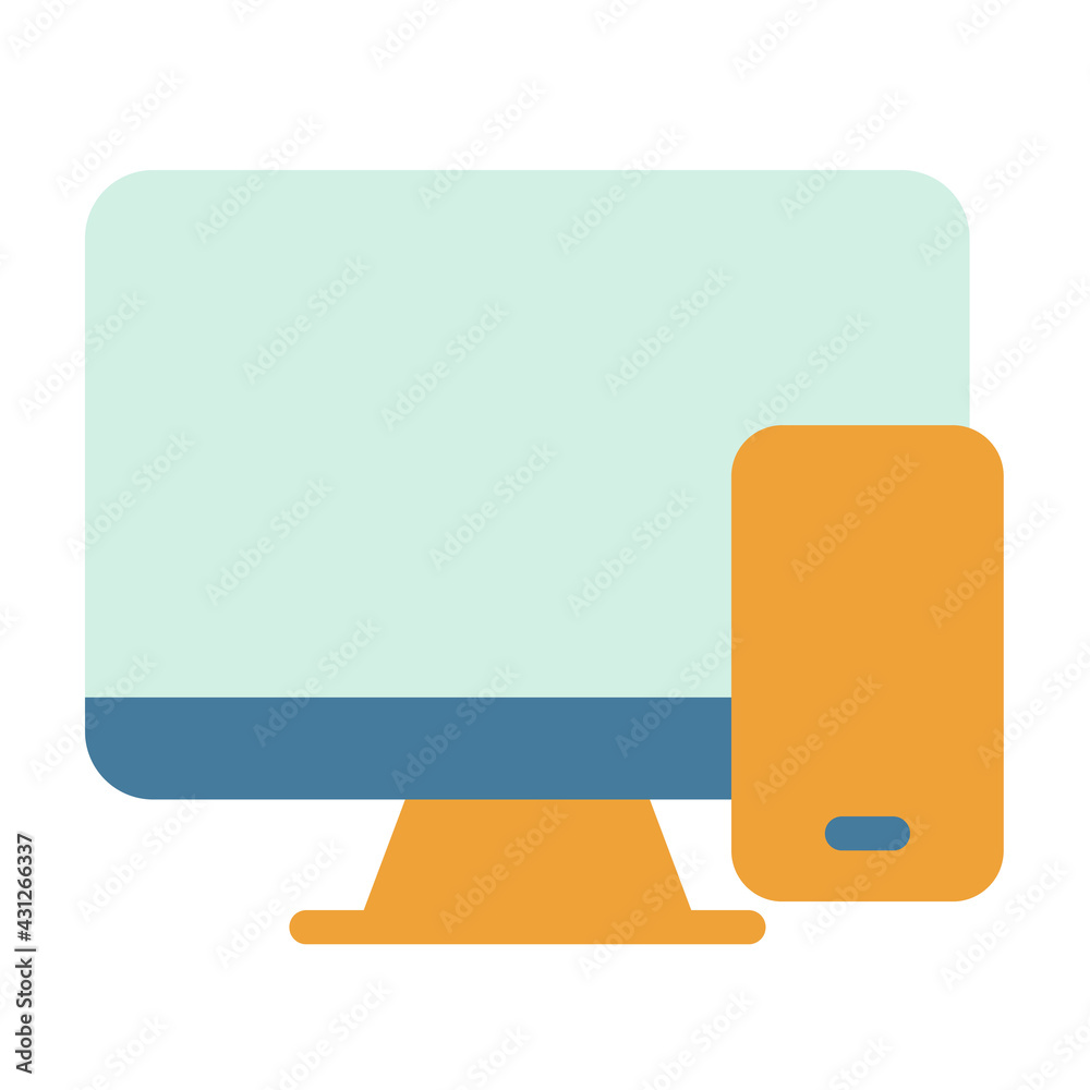 Wall mural responsive adaptive mobile desktop single isolated icon with flat style