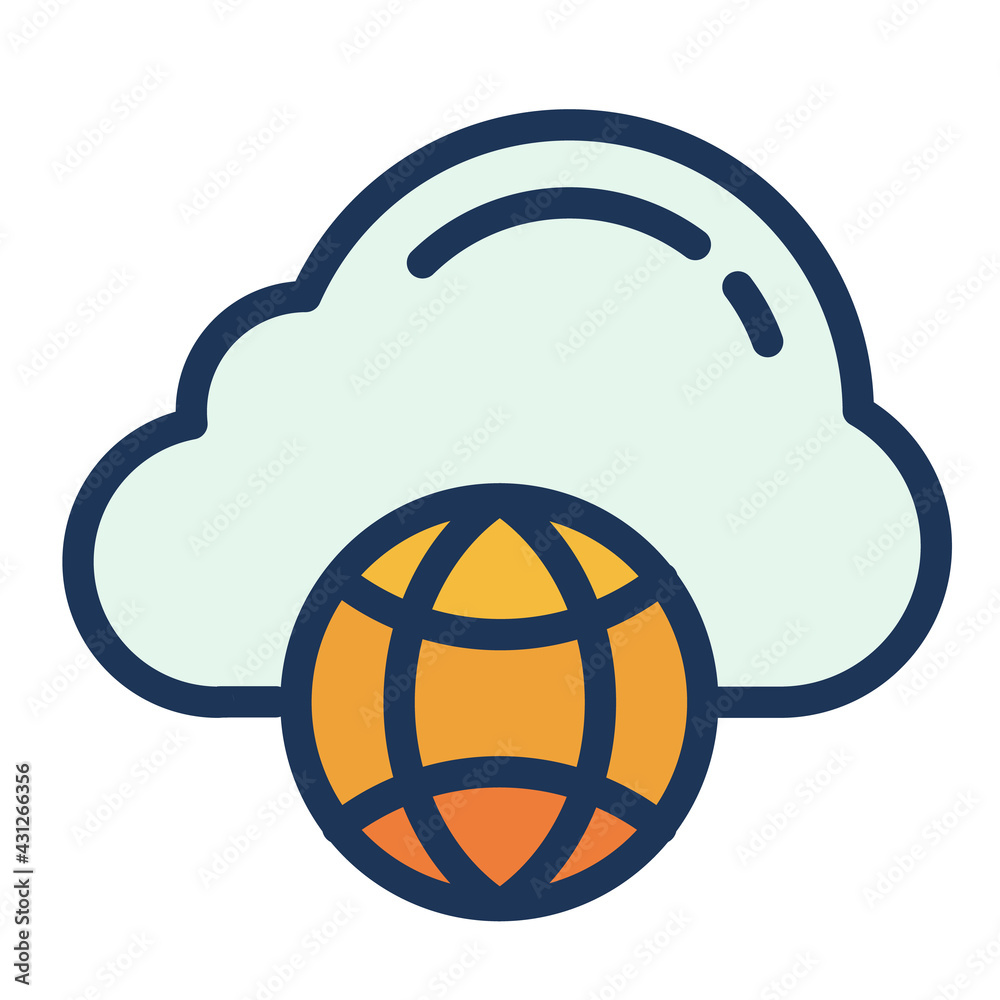 Wall mural cloud connection internet technology single isolated icon with filled line style