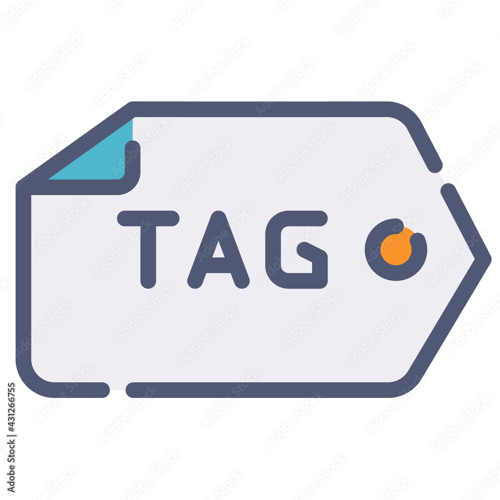 Wall mural tag tagging seo keyword single isolated icon with flat dash or dashed style