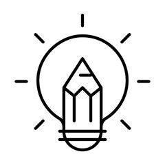 Linear inspiration icon vector illustration pencil in light bulb innovation thinking, brainstorming