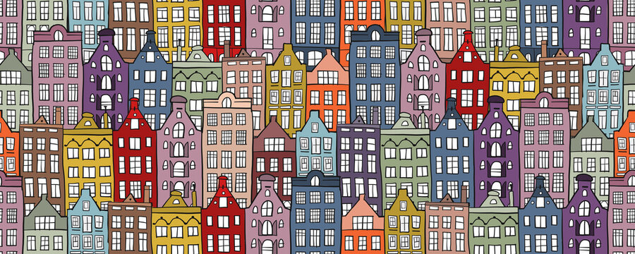 Architectural cityscape background. Seamless Pattern for your design