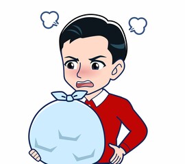 赤い服を着た男性