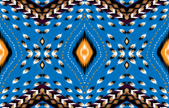 Ikat geometric folklore ornament. Tribal ethnic vector texture. Seamless striped pattern in Aztec style. Figure tribal embroidery. Indian, Scandinavian, Gyp sy, Mexican, folk pattern,Kente Cloth.