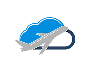 Fototapeta premium Flight airplane in the cloud logo