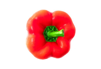 sweet fresh red pepper or Bell pepper (capsicum) isolated on white background With  Full depth of field, top view.