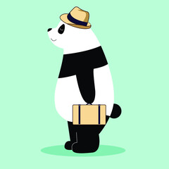 cute panda is going on a trip or hike © Moranna