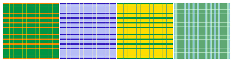 Set of repeat plaid patterns. Vector illustration.