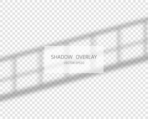 Shadow overlay effect. Natural shadows from window isolated on transparent background. Vector illustration. 